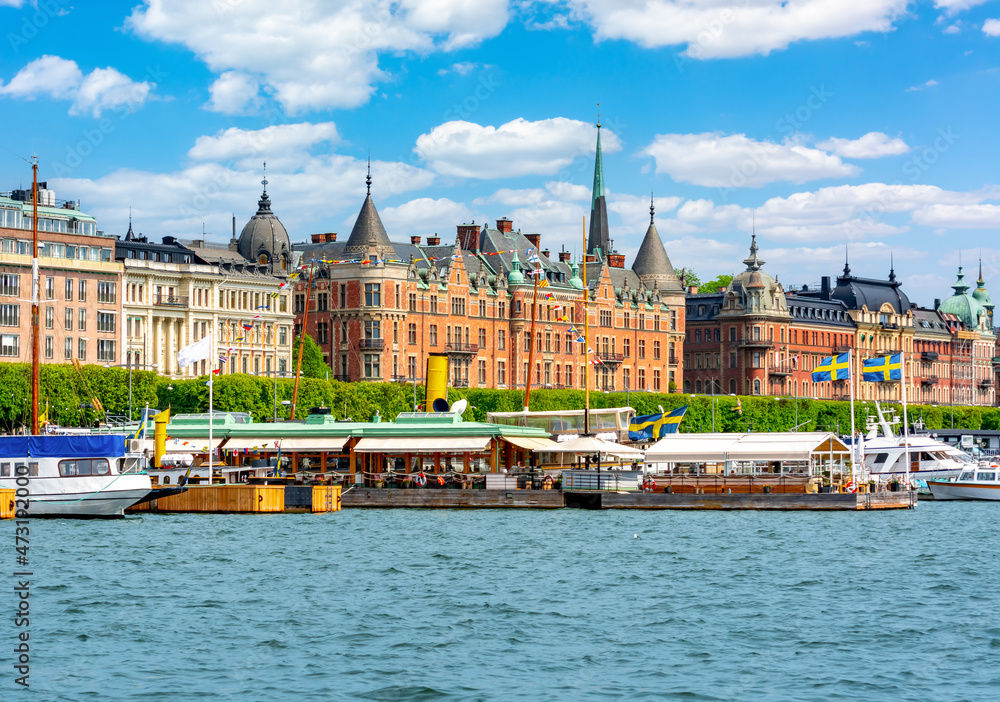 Strandvagen Embankment Architecture Stockholm Sweden Stock Photo 
