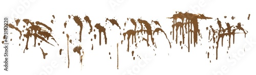 Bilde på lerret Set drops of mud sprayed isolated on white background, collection stain with cli