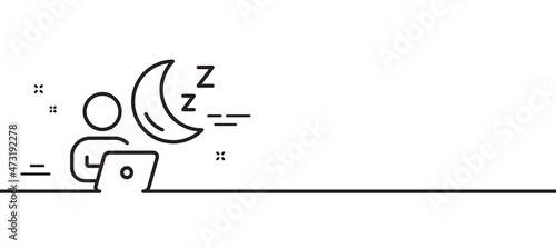 Night shift line icon. Online insomnia sign. Dream office symbol. Minimal line illustration background. Shift line icon pattern banner. White web template concept. Vector