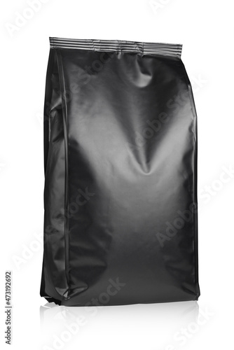 Black plastic pouch bag isolated.