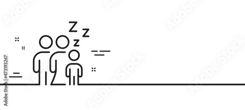 Sleep line icon. Family night sign. Sleeping people symbol. Minimal line illustration background. Sleep line icon pattern banner. White web template concept. Vector