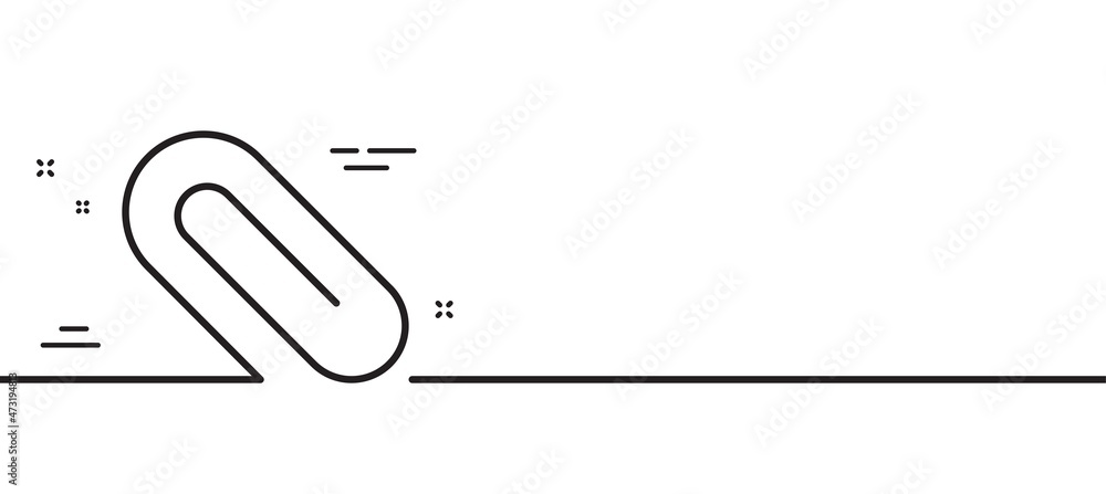 Attach line icon. Attachment paper clip sign. Office stationery object symbol. Minimal line illustration background. Paper clip line icon pattern banner. White web template concept. Vector Attach line icon. Attachment paper clip sign. Office stationery object symbol. Minimal line illustration background. Paper clip line icon pattern banner. White web template concept. Vector