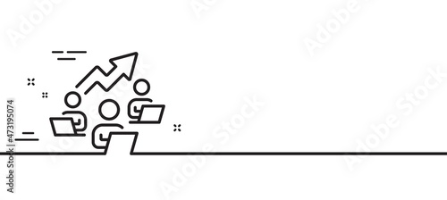 Teamwork chart line icon. Remote office sign. Team employees symbol. Minimal line illustration background. Teamwork chart line icon pattern banner. White web template concept. Vector