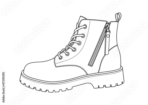 Contour drawing of a high female shoe.