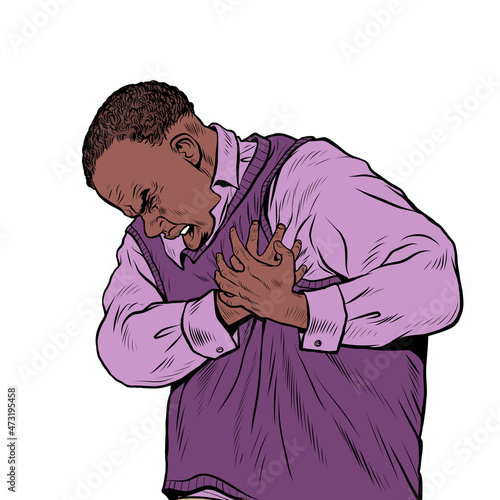 african elderly man heart pain, myocardial infarction hypertensive crisis arrhythmia and other diseases of cardiology