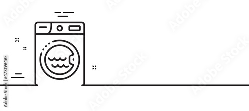 Laundry line icon. Washing machine sign. Hotel service symbol. Minimal line illustration background. Laundry line icon pattern banner. White web template concept. Vector