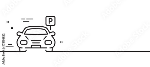 Car parking line icon. Auto park sign. Transport place symbol. Minimal line illustration background. Parking line icon pattern banner. White web template concept. Vector
