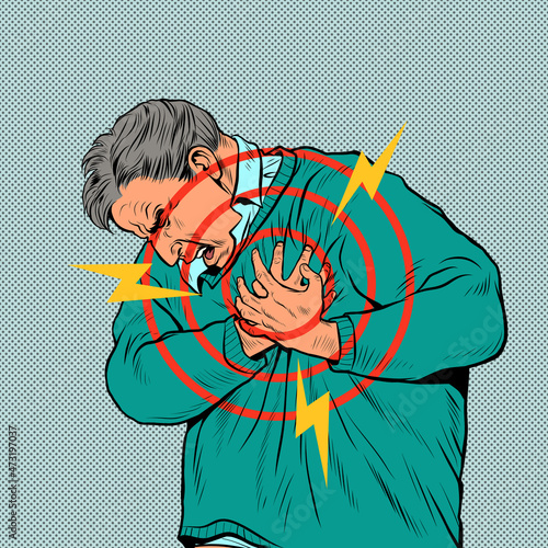 an elderly man heart pain, myocardial infarction hypertensive crisis arrhythmia and other diseases of cardiology
