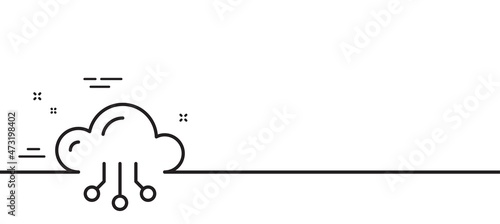 Cloud computing line icon. Internet data storage sign. File hosting technology symbol. Minimal line illustration background. Cloud computing line icon pattern banner. Vector