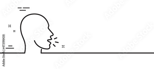 Cough line icon. Coronavirus symptom sign. Flu, sneeze or pneumonie symbol. Minimal line illustration background. Cough line icon pattern banner. White web template concept. Vector
