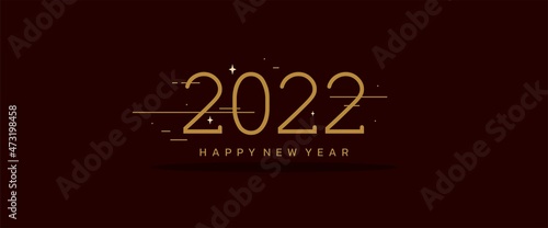 Happy new year 2022 banner background with elegant style and golden teks vector design