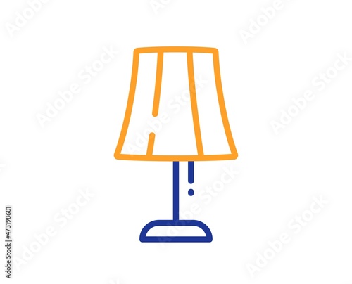 Table lamp line icon. Bedside light sign. Interior illuminate symbol. Colorful thin line outline concept. Linear style table lamp icon. Editable stroke. Vector © blankstock