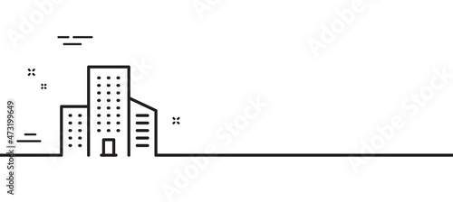 Buildings line icon. City architecture sign. Skyscraper building symbol. Minimal line illustration background. Buildings line icon pattern banner. White web template concept. Vector