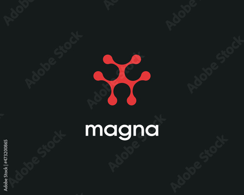 Abstract logo from connected dots or circles. Creative minimalistic chip, science vector sign symbol mark logotype.