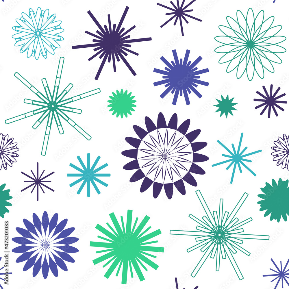 Seamless pattern with snowflakes on a white background. Decorative pattern for festive wrappers, napkins, invitations. Drawing for Christmas and New Year themes.