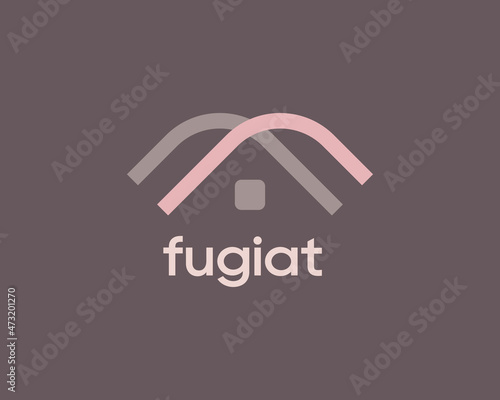Abstract house, building from lines, stripes vector icon logo design template. Universal linear home, real estate, property vector icon sign logotype.