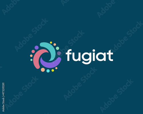 Abstract vortex spin logo icon design abstract modern minimalistic illustration. Creative colorful science, circulation, swirl colorful vector emblem sign symbol mark logotype.