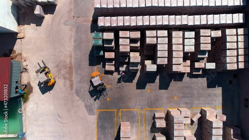 Aerial Top Down Piles of Ceramic Tiles Outside of Factory