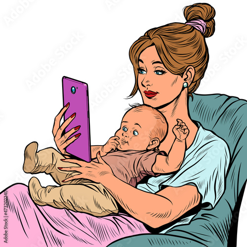 Mother and child, homework and motherhood. Love and care