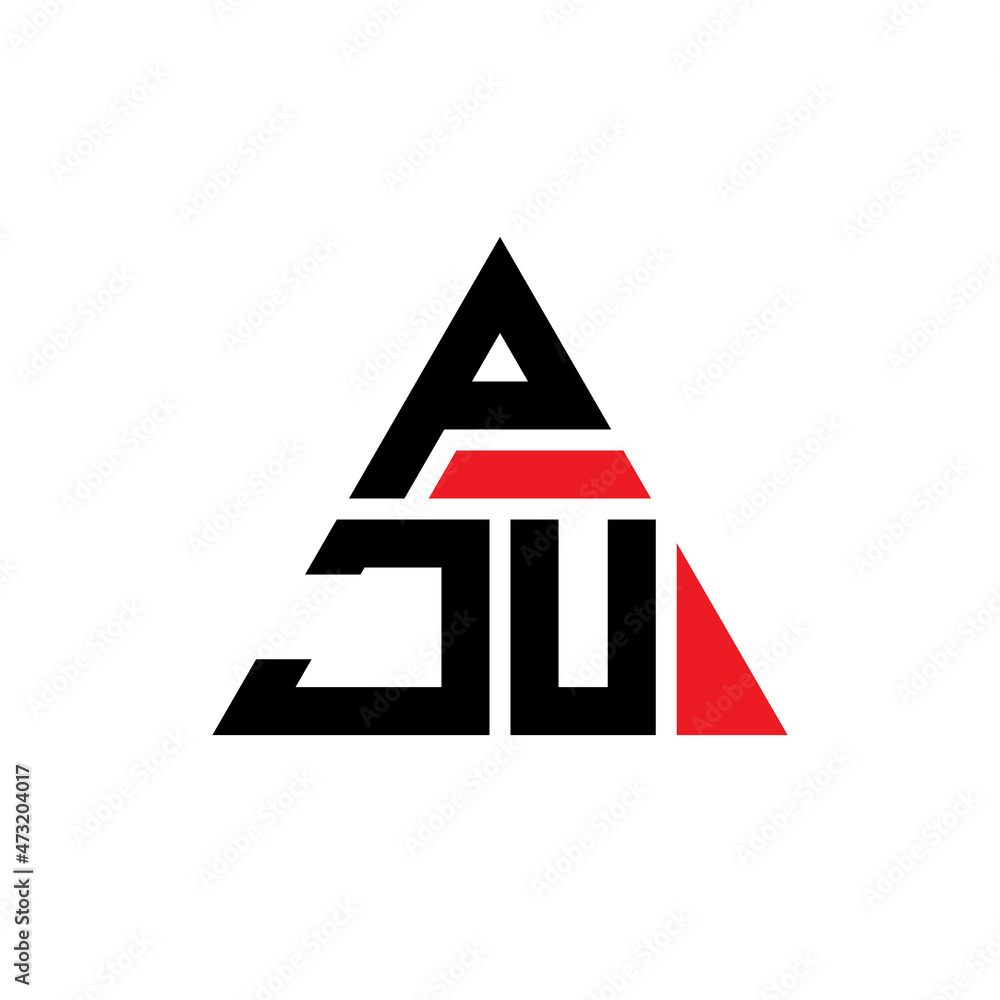 PJU triangle letter logo design with triangle shape. PJU triangle logo design monogram. PJU triangle vector logo template with red color. PJU triangular logo Simple, Elegant, and Luxurious Logo...