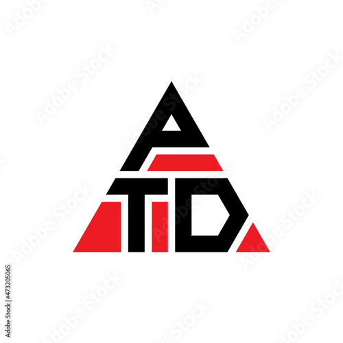 PTD triangle letter logo design with triangle shape. PTD triangle logo design monogram. PTD triangle vector logo template with red color. PTD triangular logo Simple, Elegant, and Luxurious Logo... photo