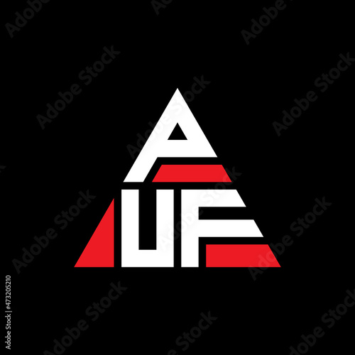 PUF triangle letter logo design with triangle shape. PUF triangle logo design monogram. PUF triangle vector logo template with red color. PUF triangular logo Simple, Elegant, and Luxurious Logo...