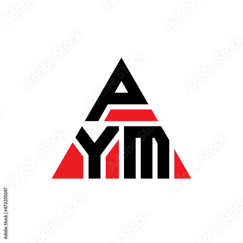 PYM triangle letter logo design with triangle shape. PYM triangle logo design monogram. PYM triangle vector logo template with red color. PYM triangular logo Simple, Elegant, and Luxurious Logo... photo