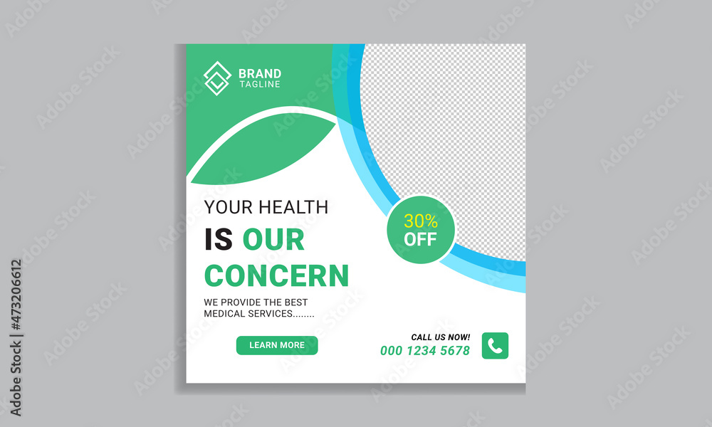 Medical healthcare social media square post banner template Medical healthcare social media square post banner template