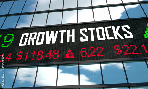 Growth Stocks Increase Value Best Company Shares Buy Opportunity 3d Illustration