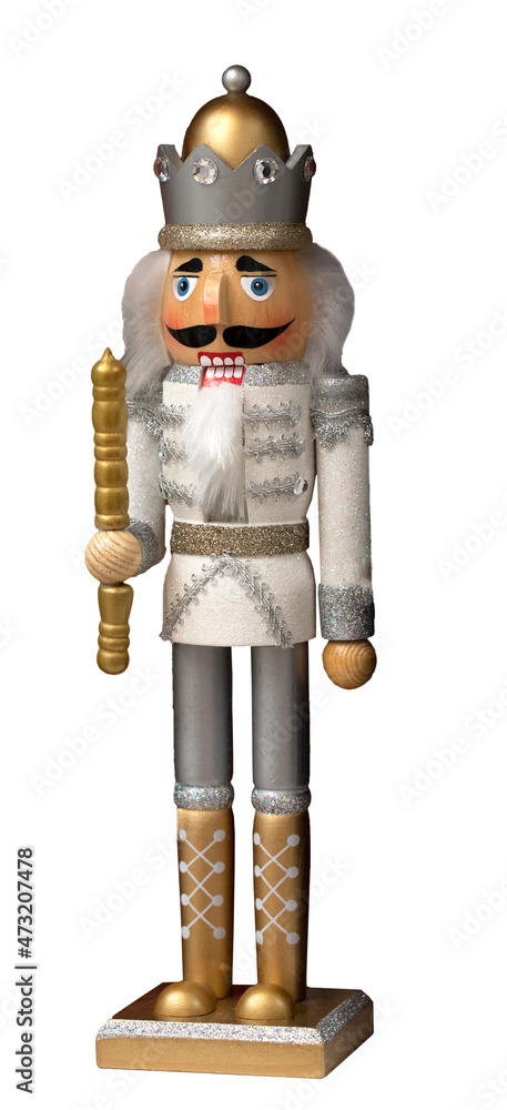 Naklejka premium Vintage nutcracker figure isolated on white stock image