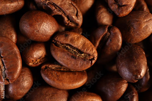 Coffee beans in closeup 