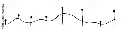 Doodle style illustration with hairpins and wavy line. Schematic graph of sales. A growing and falling financial market.