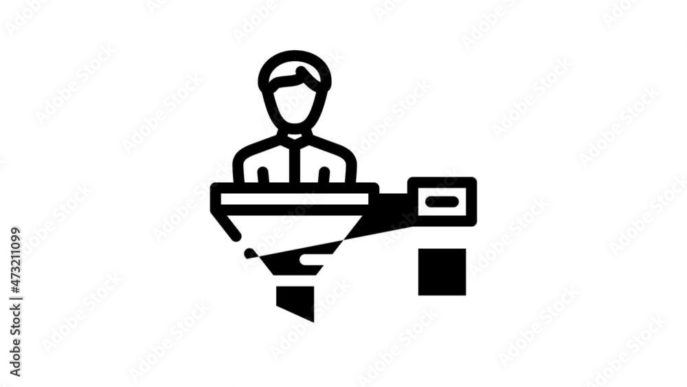 funnel candidate animated line icon funnel candidate sign. isolated on white background