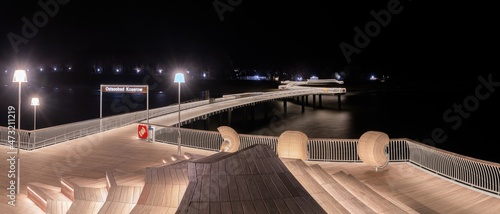 Fototapeta Naklejka Na Ścianę i Meble -  Ostsee,  wunderschöne Seebrücke Ostseebad Koserow auf der Insel Usedom bei Nacht