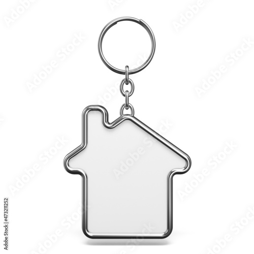 Metal house trinket key chain 3D