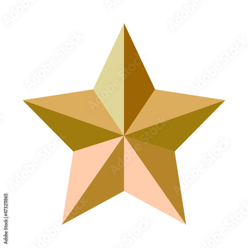 Star. Metal stars. 3D star. Gold star award. Christmas star. Vector illustration.