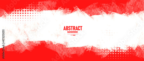 Abstract red and white grunge texture background with halftone effect vector.