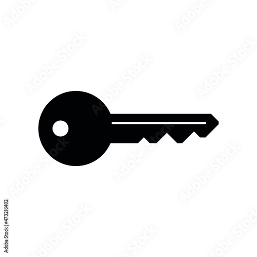 Key icon. Black silhouette of a key. Isolated vector image on white background. © Sergey