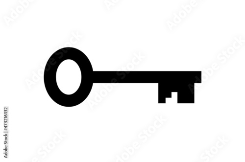 Key icon. Black silhouette of a key. Isolated raster image on white background. © Sergey