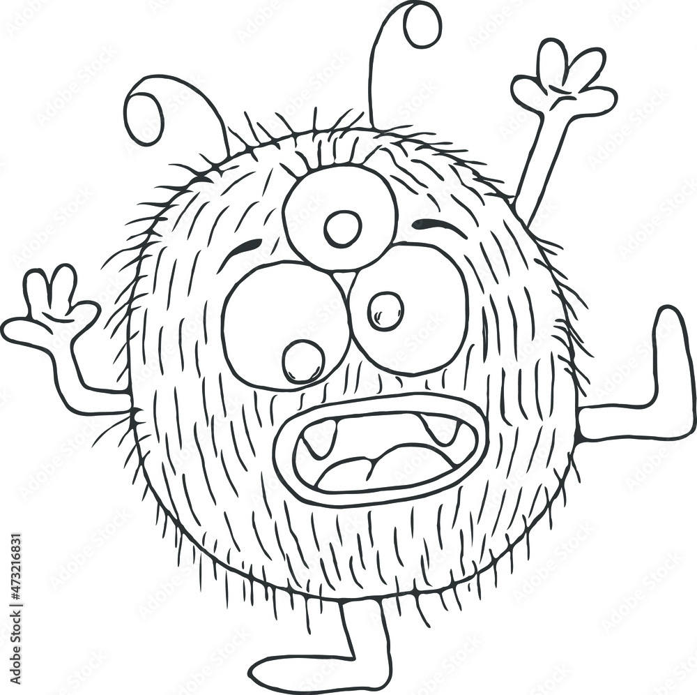 Monster with three eyes. Cute cartoon scary funny character. Flat vector illustration. Monster with three eyes. Cute cartoon scary funny character. Flat vector illustration.