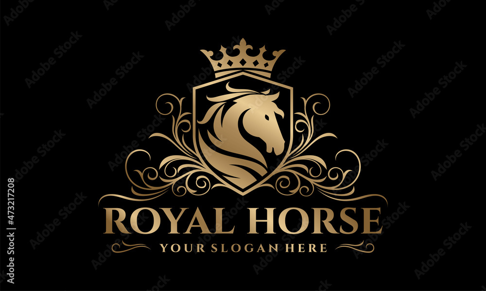 Luxury royal horse logo design vector template Stock Vector | Adobe Stock