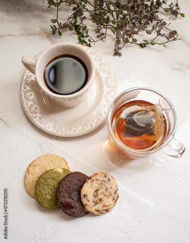 Tea coffe and cookies