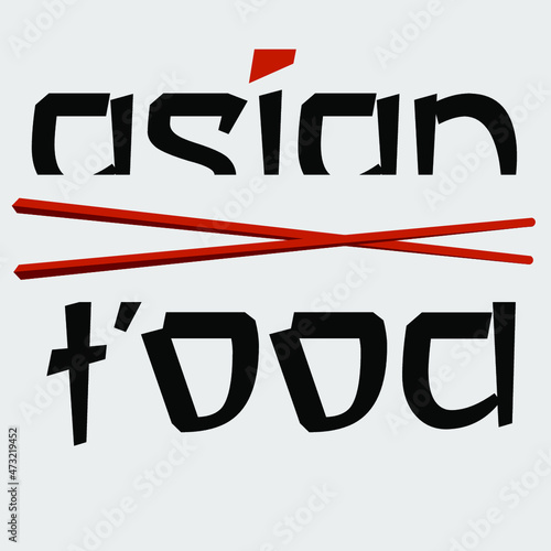 Abstract minimal lettering Logo Asian cuisine with chopsticks