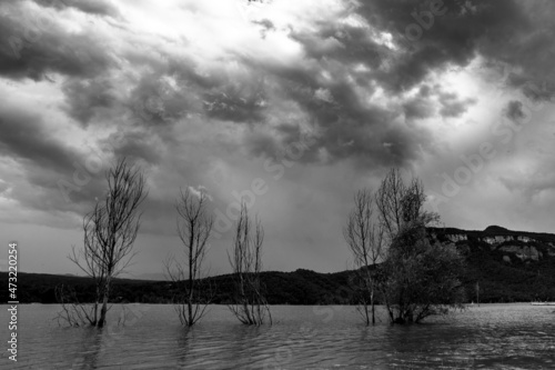 Flooding on Spain's Lake Sau in Catalonia photo