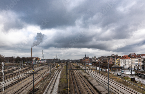 Schaerbeek, Brussels / Belgium - 03 15 2019: The Schaerbeek Infrabel Railway formation site of the Belgian Railway company NMBS SNCB