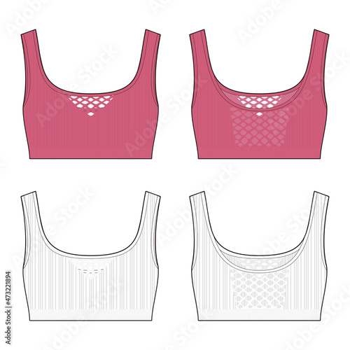 Women's  soft-cup bra fashion vector sketch, Apparel template