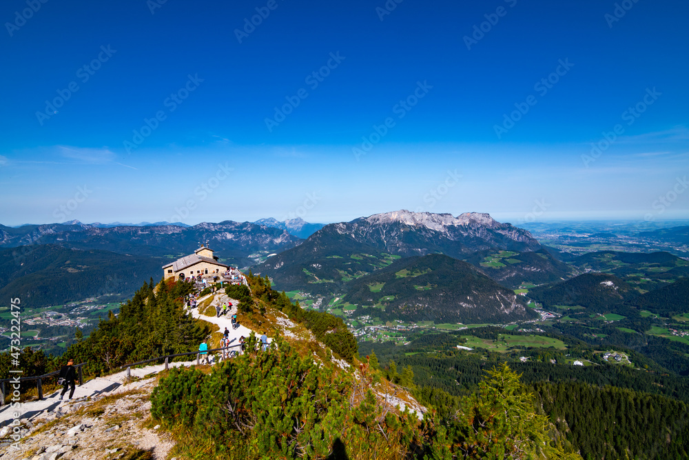 Kehlsteinhaus - Eagle's nest - famous structure on the top of the mountain Kehlstein as seen from top of the mountain
