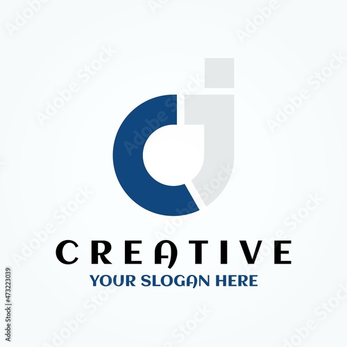 Creative minimal letter CJ or CI logo symbol design concept photo