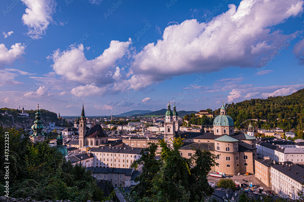 Panoramic view of Salzburg Churches from Hohensalzburg Fortress, Austria