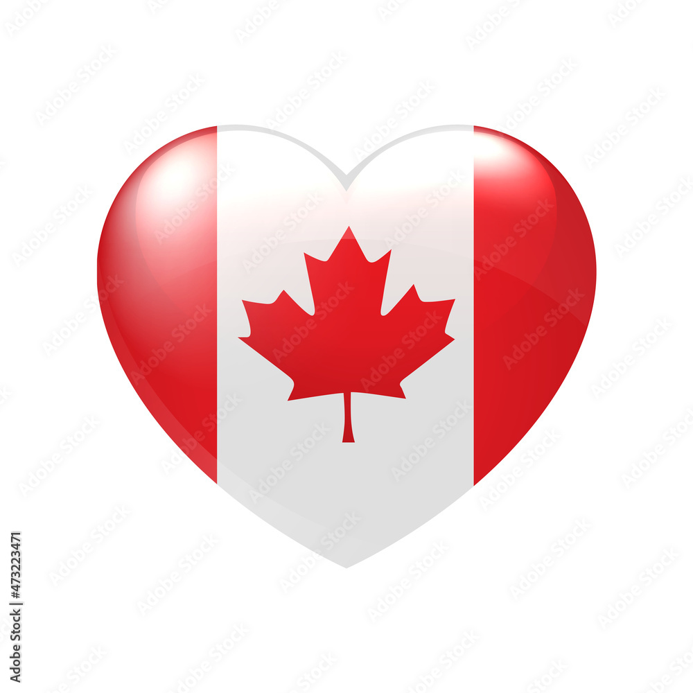 Love Canada symbol. Heart flag icon. Vector isolated illustration eps10 Love Canada symbol. Heart flag icon. Vector isolated illustration eps10